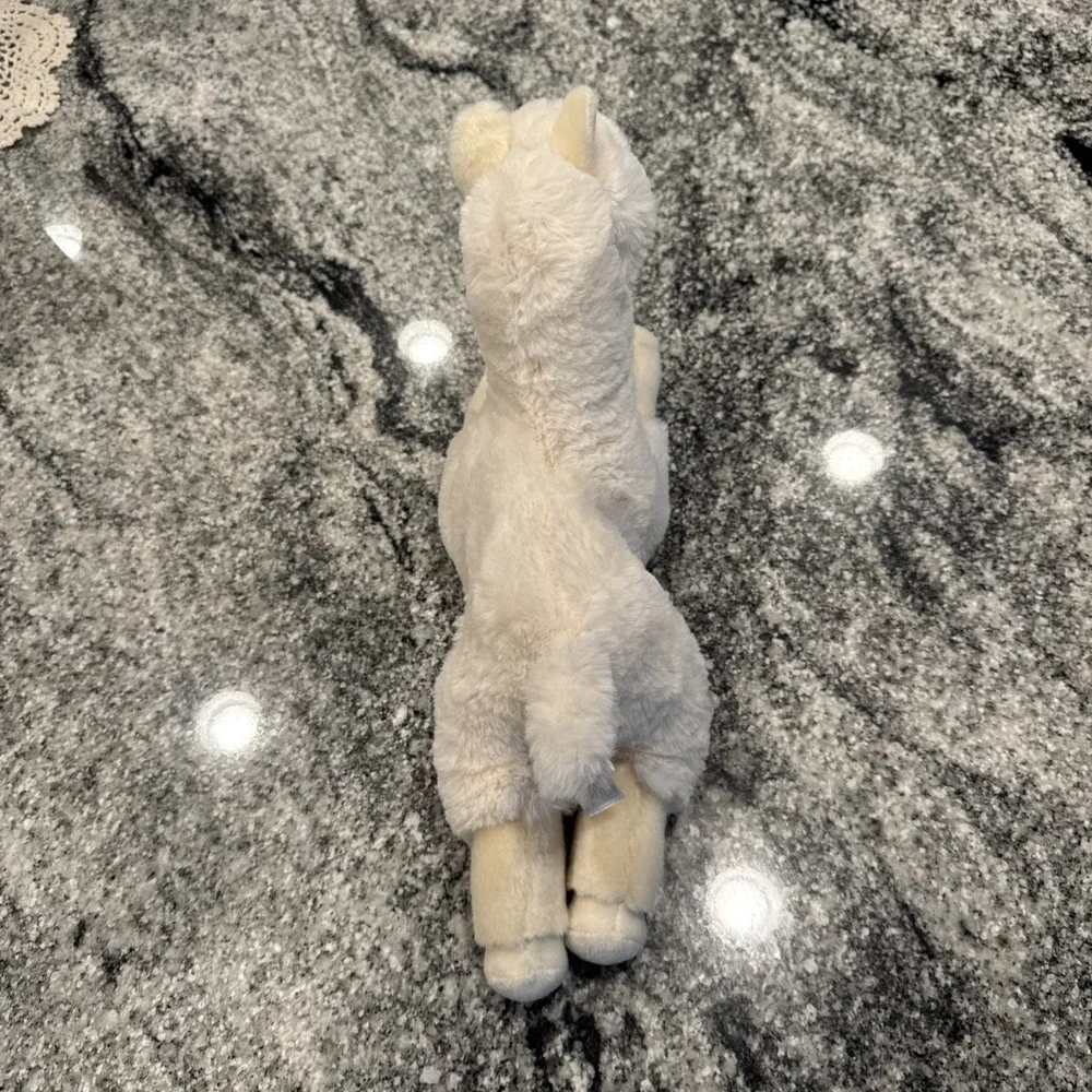 Aurora Mary Llama Plush White Stuffed Animal Pink Heart 14 Inch Clean And Soft